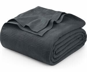 Utopia Bedding 100% Cotton Thermal Blanket Full Size Smoke Gray‎ 90x84